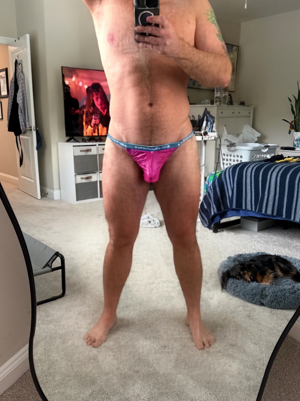 Men's Pink AMU Ripstop Nylon Thong XL